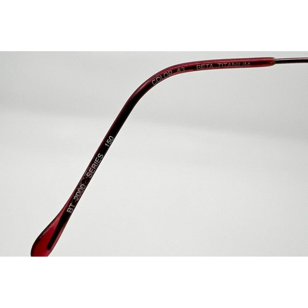 Dollar Optical Eyeglasses Unisex Red Beta Titanium Rimless Oval BT 2000 150